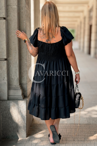 Kleid Antonella Schwarz – Puffärmel & Rüschenrock