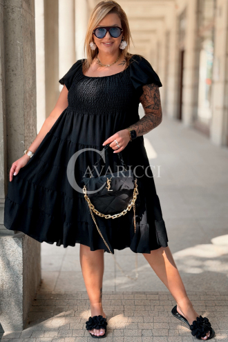 Kleid Antonella Schwarz – Puffärmel & Rüschenrock