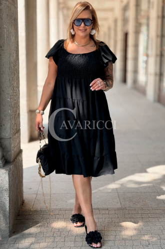 Kleid Antonella Schwarz – Puffärmel & Rüschenrock