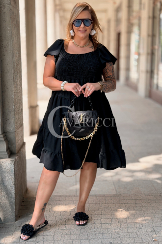 Kleid Antonella Schwarz – Puffärmel & Rüschenrock