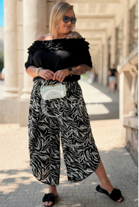 Zucco Hose Zebra-Print – Weites Bein & Elastischer Bund