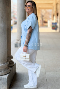 SOLEA Bluse in Hellblau – Große Größen | Cavaricci.de