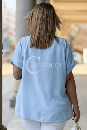 SOLEA Bluse in Hellblau – Große Größen | Cavaricci.de