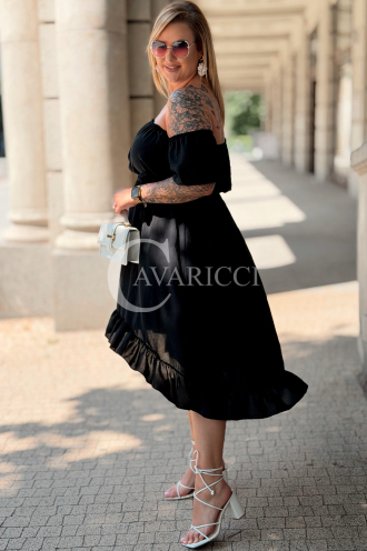 Kleid ANNEA – Schulterfreies Sommerkleid in Schwarz