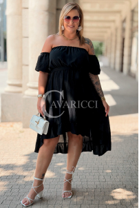 Kleid ANNEA – Schulterfreies Sommerkleid in Schwarz