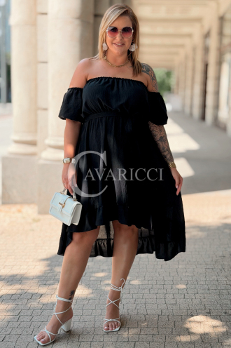 Kleid ANNEA – Schulterfreies Sommerkleid in Schwarz