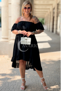 Kleid ANNEA – Schulterfreies Sommerkleid in Schwarz