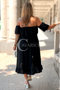 Kleid ANNEA – Schulterfreies Sommerkleid in Schwarz