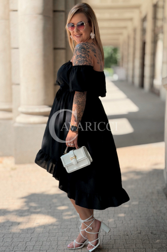 Kleid ANNEA – Schulterfreies Sommerkleid in Schwarz
