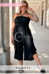 Jumpsuit ARIANNA – Korsett-Oberteil mit Gummizug, weite Hosenbeine und Nackenbindung Farbe Schwarz