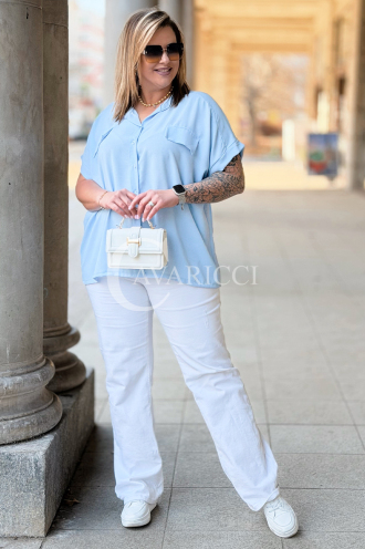 SOLEA Bluse in Hellblau – Große Größen | Cavaricci.de