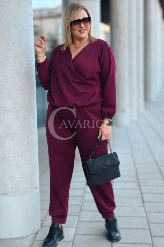 SORA Damen Freizeitanzug Set Bordeauxrot | Oversize