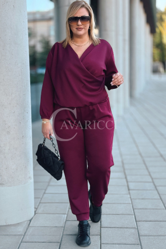 SORA Damen Freizeitanzug Set Bordeauxrot | Oversize