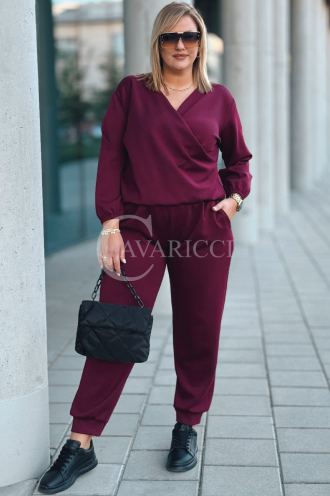 SORA Damen Freizeitanzug Set Bordeauxrot | Oversize