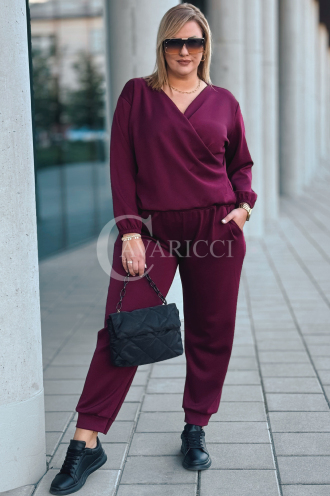 SORA Damen Freizeitanzug Set Bordeauxrot | Oversize