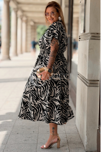 Kleid Sorento Zebra – Tierprint mit Goldknöpfen