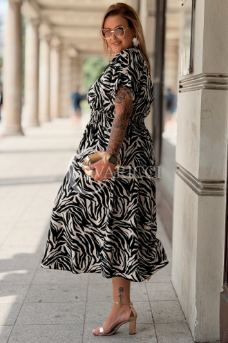 Kleid Sorento Zebra – Tierprint mit Goldknöpfen