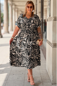 Kleid Sorento Zebra – Tierprint mit Goldknöpfen