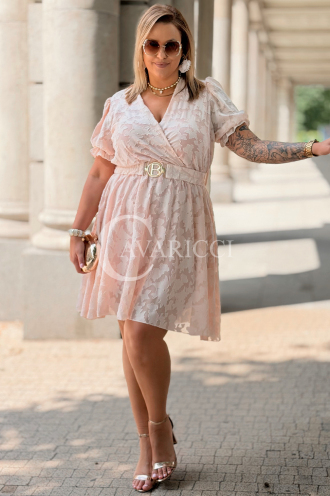 Kleid Luciana Altrosa – elegant mit V-Ausschnitt & Gürtel
