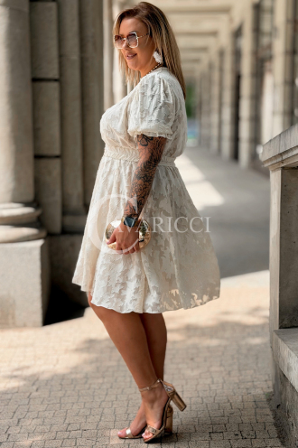 Kleid LUCIANA Beige – Elegantes Wickelkleid mit Gürtel