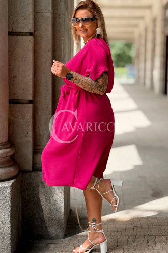 Kleid Paolina Fuchsia – Elegantes Midi-Kleid mit Schleife