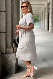 Kleid Paolina Fango – Elegantes Midi-Kleid mit Bindegürtel