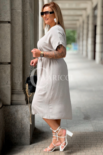 Kleid Paolina Fango – Elegantes Midi-Kleid mit Bindegürtel