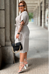 Kleid Paolina Fango – Elegantes Midi-Kleid mit Bindegürtel
