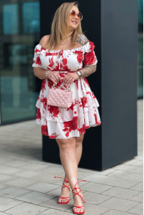 ELISABETH Premium Schürze – Rot-Weiß mit Rüsche