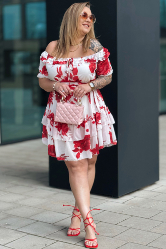 ELISABETH Premium Schürze – Rot-Weiß mit Rüsche