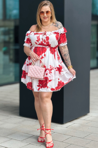 ELISABETH Premium Schürze – Rot-Weiß mit Rüsche