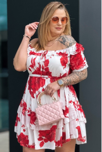 ELISABETH Premium Schürze – Rot-Weiß mit Rüsche