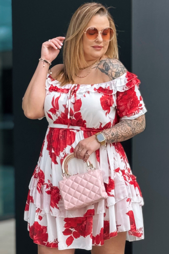 ELISABETH Premium Schürze – Rot-Weiß mit Rüsche