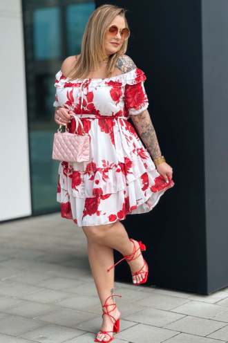 ELISABETH Premium Schürze – Rot-Weiß mit Rüsche