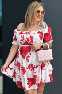 ELISABETH Premium Schürze – Rot-Weiß mit Rüsche