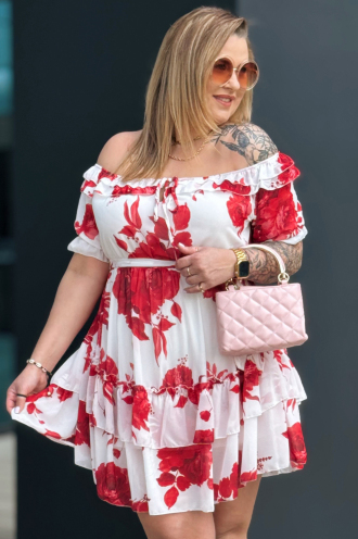 ELISABETH Premium Schürze – Rot-Weiß mit Rüsche