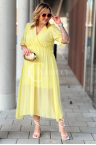 NOTTE - Elegantes Chiffon-Kleid mit dekorativem Band in Gelb