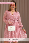 GAIA - Tüll-Kleid mit Polka Dots und dekorativem Gürtel in Puderrosa