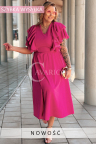 AURELIA – sukienka elegancka w romantycznym wydaniu z falbankami w kolorze fuksji